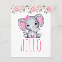 Bébé rose Eléphant et Rose frontière Bonjour