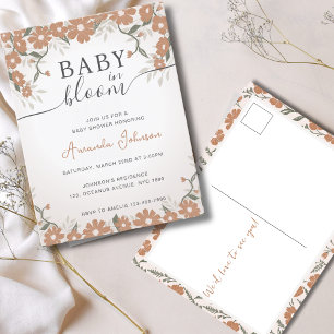 Carte Postale Bébé rustique en fleur douche Sexe neutre