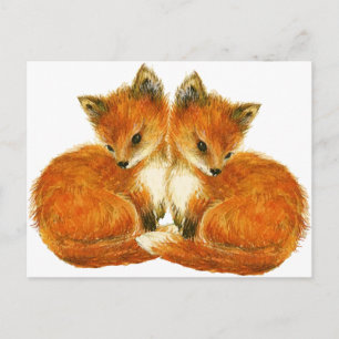 Carte Postale Bébé Twin Foxes