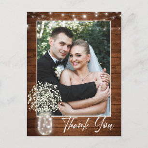 Carte Postale Bébé's Breath Mason Jar Rustic Merci Photo