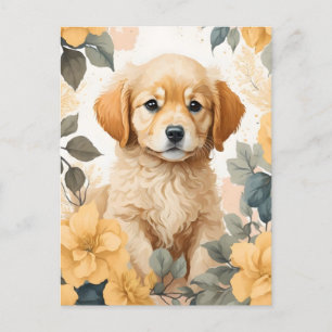 Carte Postale Bébés mignons animaux   Golden Retriever Puppy