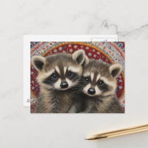 Carte Postale Bébés ratons laveurs mignons et adorables Bohème
