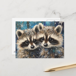 Carte Postale Bébés ratons laveurs mignons et adorables Peinture