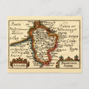 Carte Postale Bedfordshire Comté Angleterre Ancien Antiquaire Ca