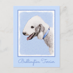 Carte Postale Bedlington Terrier Peinture - Art Chien original
