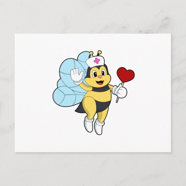 Carte Postale Bee as Nurse with Heart.PNG (Devant)