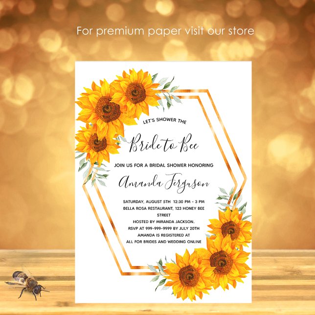 Carte Postale Bee Bridal douche tournesol miel abeilles invitati (Créateur téléchargé)