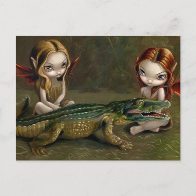 Carte postale "Befriending an Alligator" (Devant)