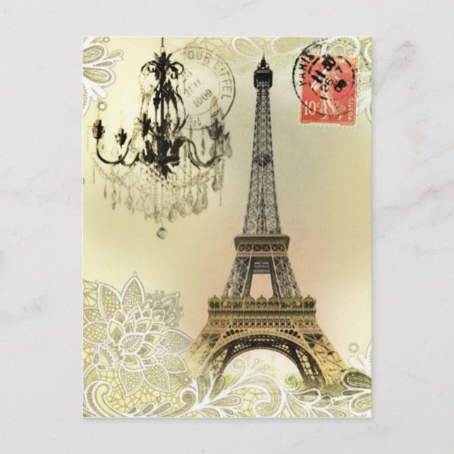 Carte Postale beijal lace chandelier eiffel (Devant)
