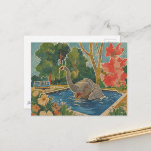 Carte Postale Bel éléphant dans la piscine