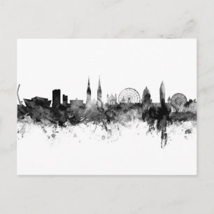 Carte Postale Belfast Irlande du Nord Skyline Noir Blanc