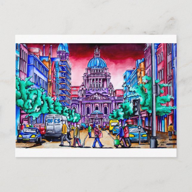Carte Postale Belfast - Royal Avenue avec l'hôtel de ville (Devant)