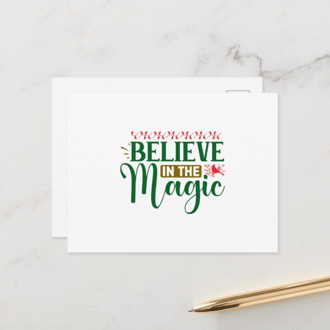 Carte Postale Believe In the Magic Christmas (Devant/Arrière en situation)