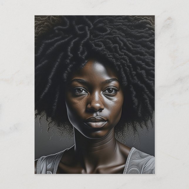 Carte Postale Belle Africaine Américaine Femme Ai Art Blank (Devant)