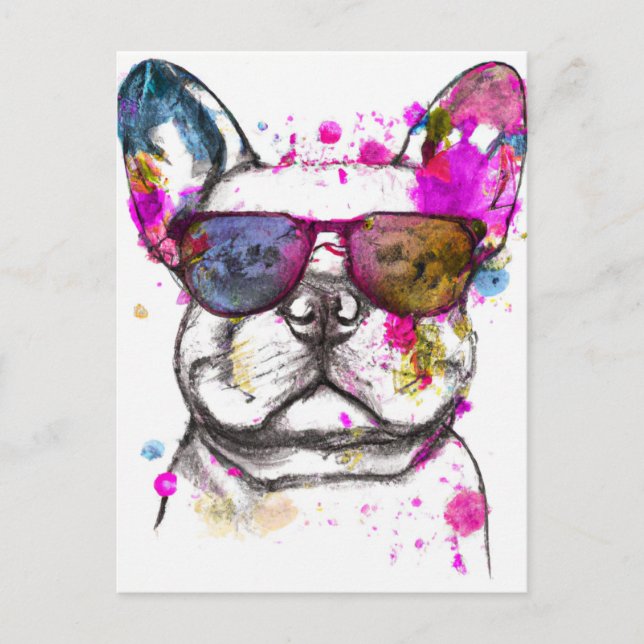 Carte Postale Belle aquarelle French Bulldog (Devant)