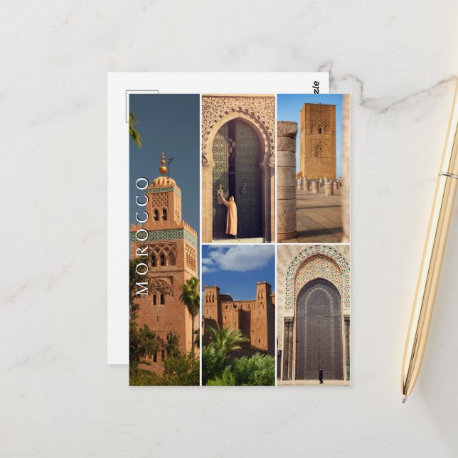 Carte Postale Belle architecture de la Médina marocaine (Devant/Arrière en situation)