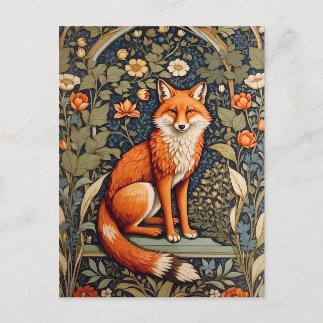 Carte Postale Belle assise Red Fox William Morris Inspiré (Devant)