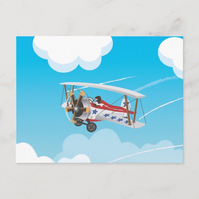Carte Postale Belle bande dessinée biplanes (Devant)