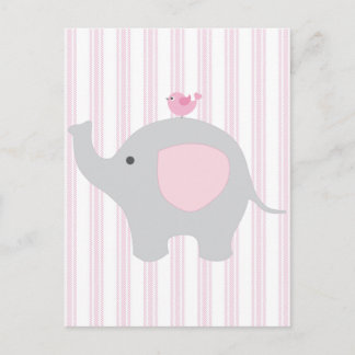 Carte Postale Belle Bébée Fille Rose Eléphant