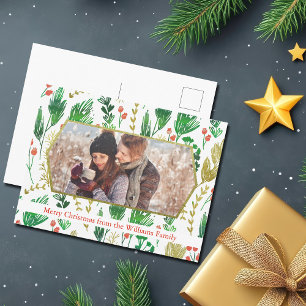 Carte Postale Belle Botanique Noël Famille Photo Moderne
