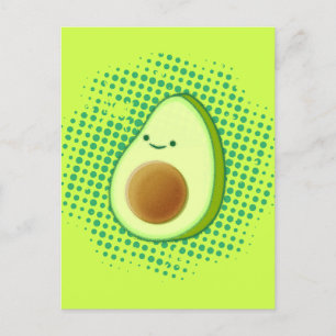 Carte Postale Belle Caricature Avocado Sur Un Vortex Vert Perdu