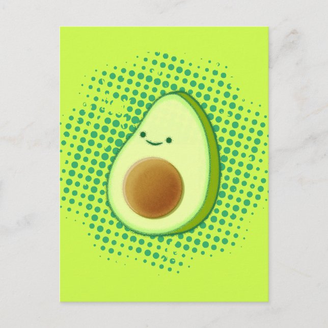 Carte Postale Belle Caricature Avocado Sur Un Vortex Vert Perdu (Devant)