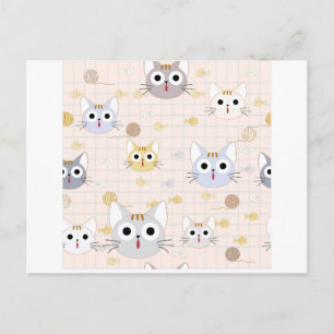 Carte Postale Belle caricature bébé chat kitty chaton personnage