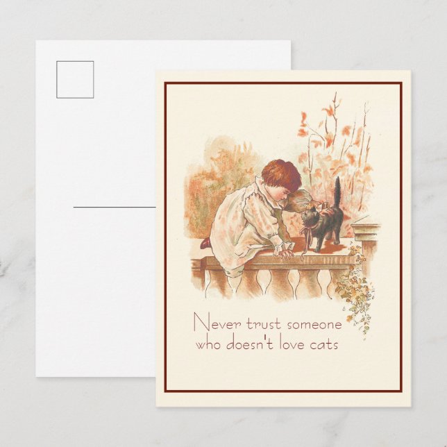 Carte Postale Belle citation de chats d'enfant Red Haired avec c (Devant / Derrière)