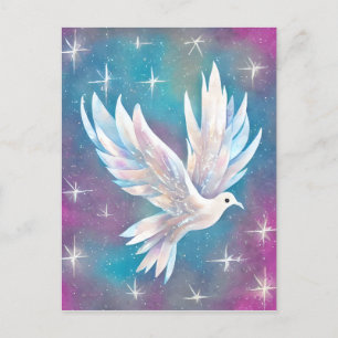 Carte Postale Belle colombe blanche Parties scintillant blanche