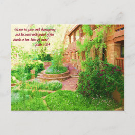 Carte Postale Belle cour de jardin Photo avec Bible Verse