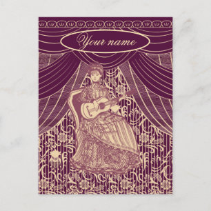 Carte Postale Belle dame avec guitare