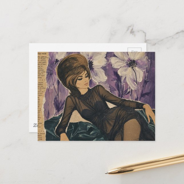 Carte Postale Belle Dame du Collage de 1969  (Devant/Arrière en situation)