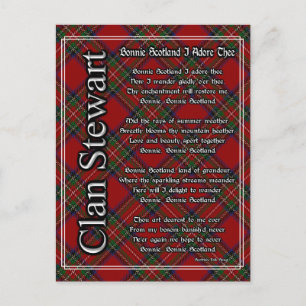 Carte Postale Belle Écosse je t'adore tartan du Clan Stewart