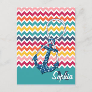 Carte Postale Belle fausse parties scintillant ancre nautique in