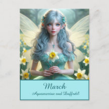 Belle fée de mars dans les jonquilles