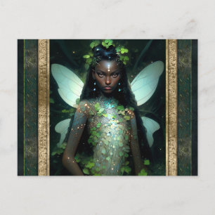 Carte Postale Belle Fée verte Femme Imaginaire Art