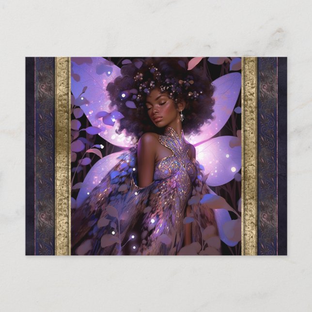 Carte Postale Belle Fée Violette Femme Imaginaire Art (Devant)