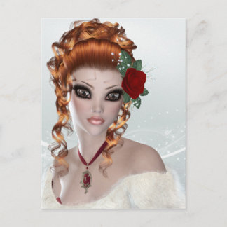 Carte Postale Belle Femme à tête rouge