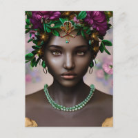 Belle femme afro-américaine aux fleurs