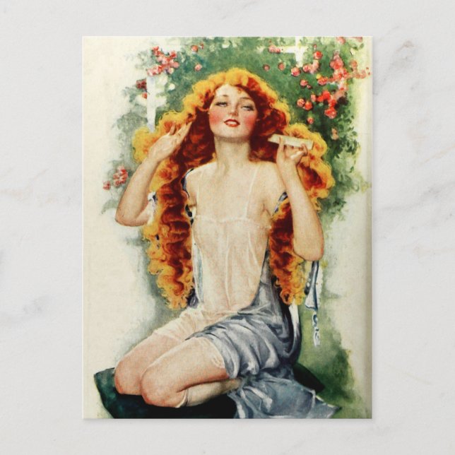 Carte Postale Belle femme aux cheveux dorés lustrés (Devant)