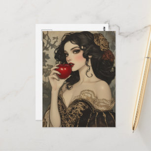 Carte Postale Belle Femme de Conte de Fées Avec une Pomme Rouge