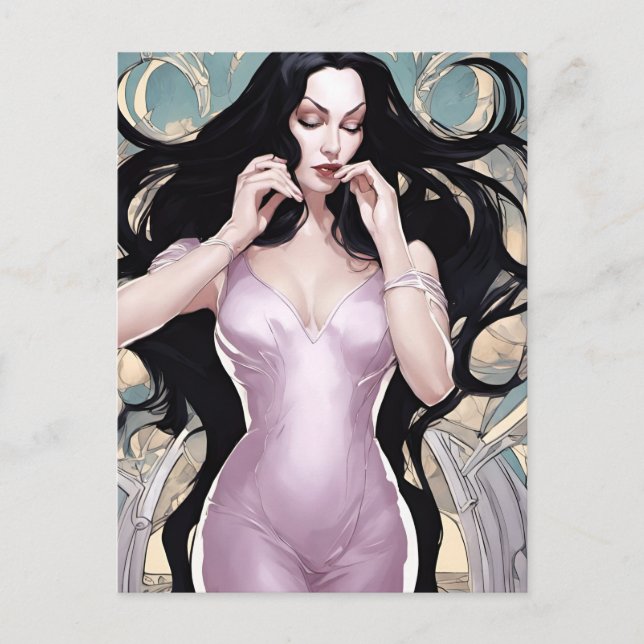 Carte Postale Belle Femme En Rose (Devant)