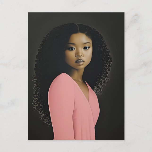 Carte Postale Belle femme habillée en rose (Devant)
