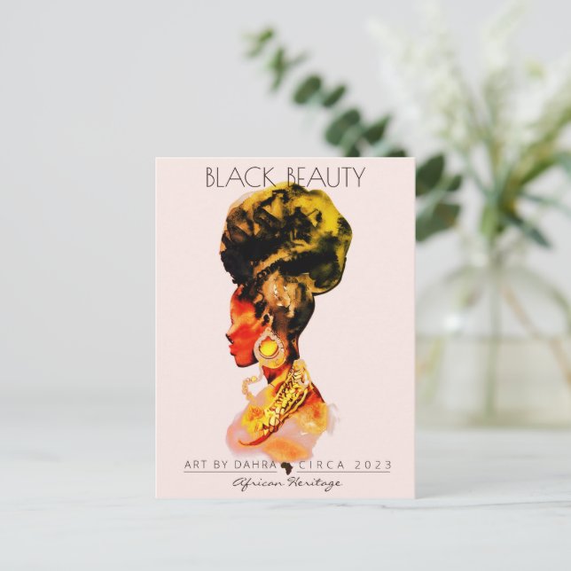 CARTE POSTALE BELLE FEMME NOIRE AFRICAINE REINE OR NECKLACE (Debout devant)