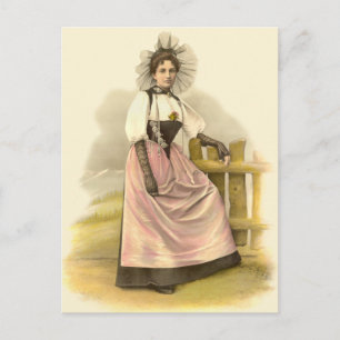 Carte Postale Belle femme suisse en costume traditionnel, Berne