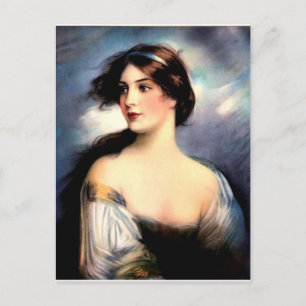Carte Postale belle femme victorienne soufflée par le vent
