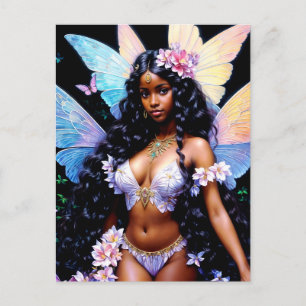 Carte Postale Belle Fille Fée Noire