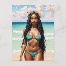 Belle Fille Noire En Bikini Art