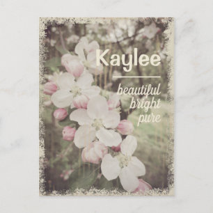 Carte Postale Belle fleurs de cerise Nom personnalisé avec signi