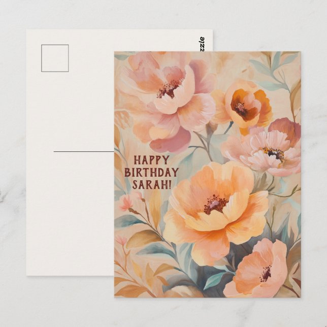 Carte Postale Belle Fleurs Fleurs sauvages douces CUSTOM ANNIVER (Devant / Derrière)